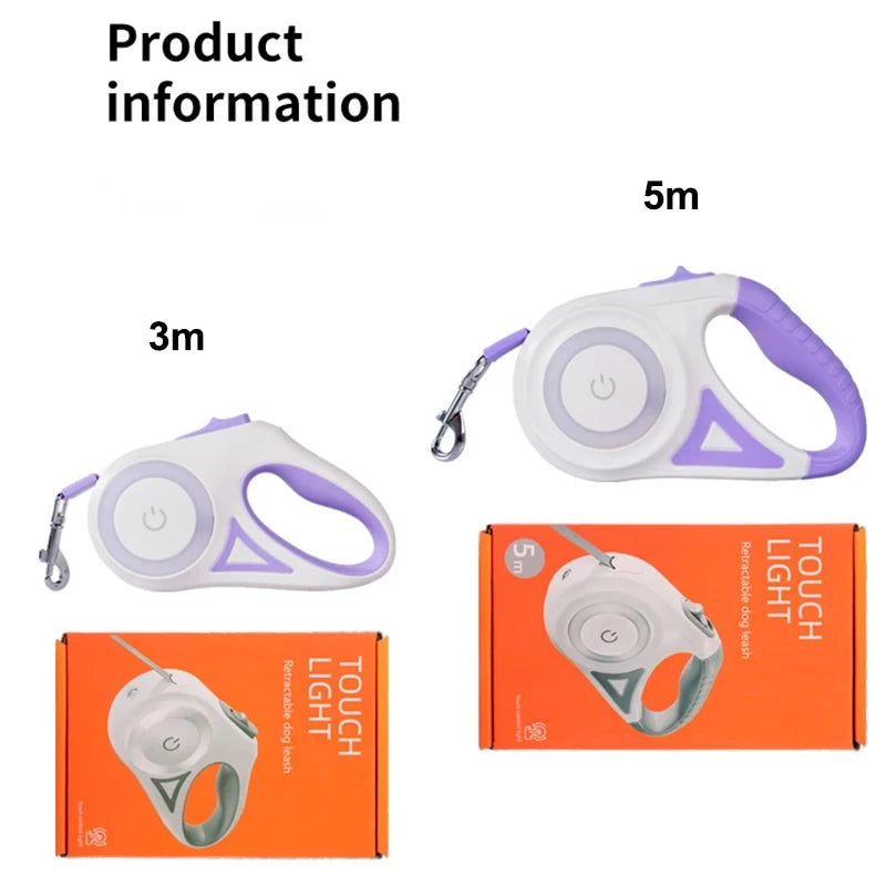 Automatic LED Retractable Dog Leash with Flashlight