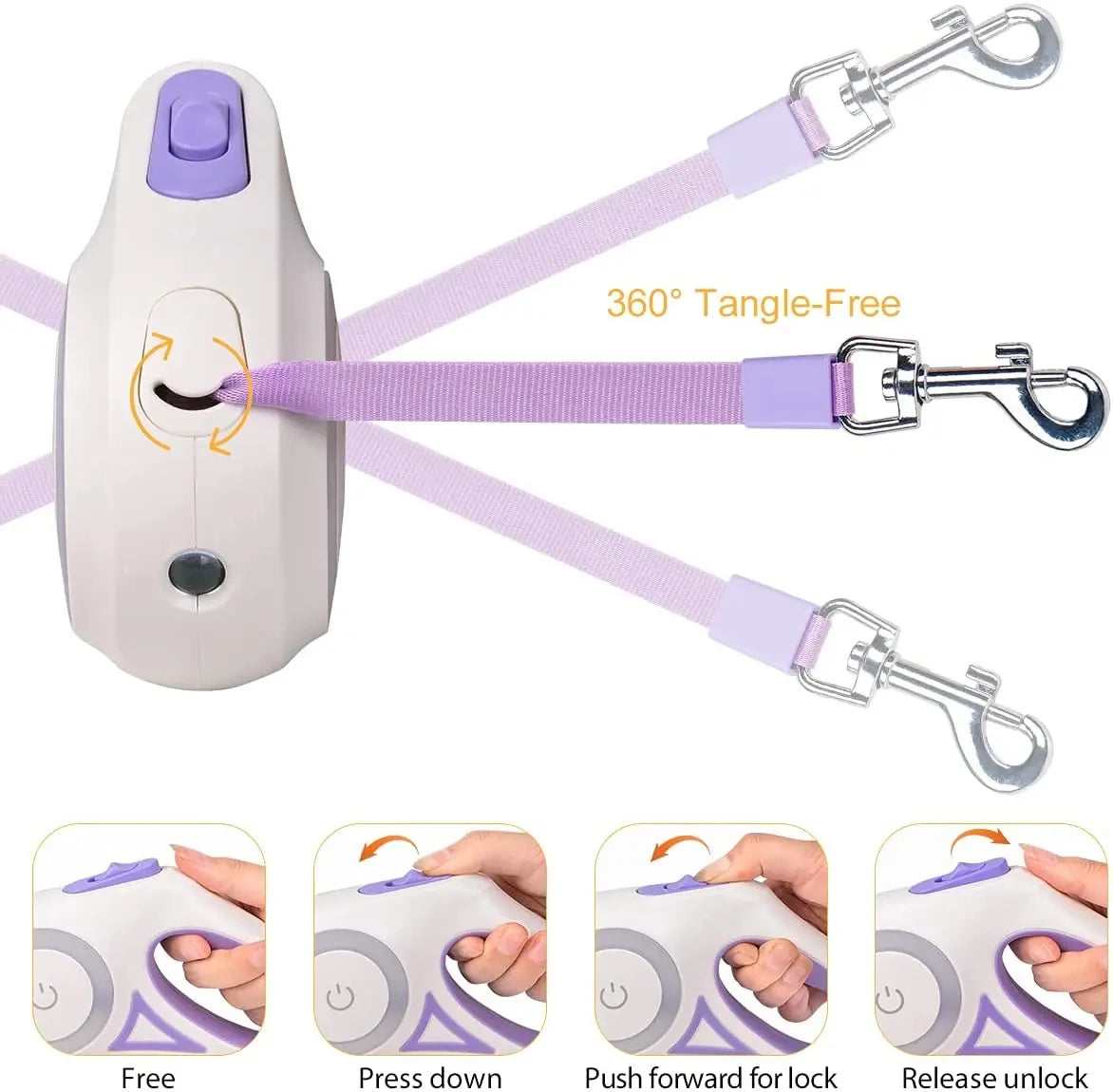 Automatic LED Retractable Dog Leash with Flashlight