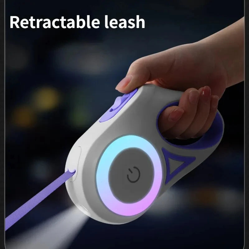 Automatic LED Retractable Dog Leash with Flashlight